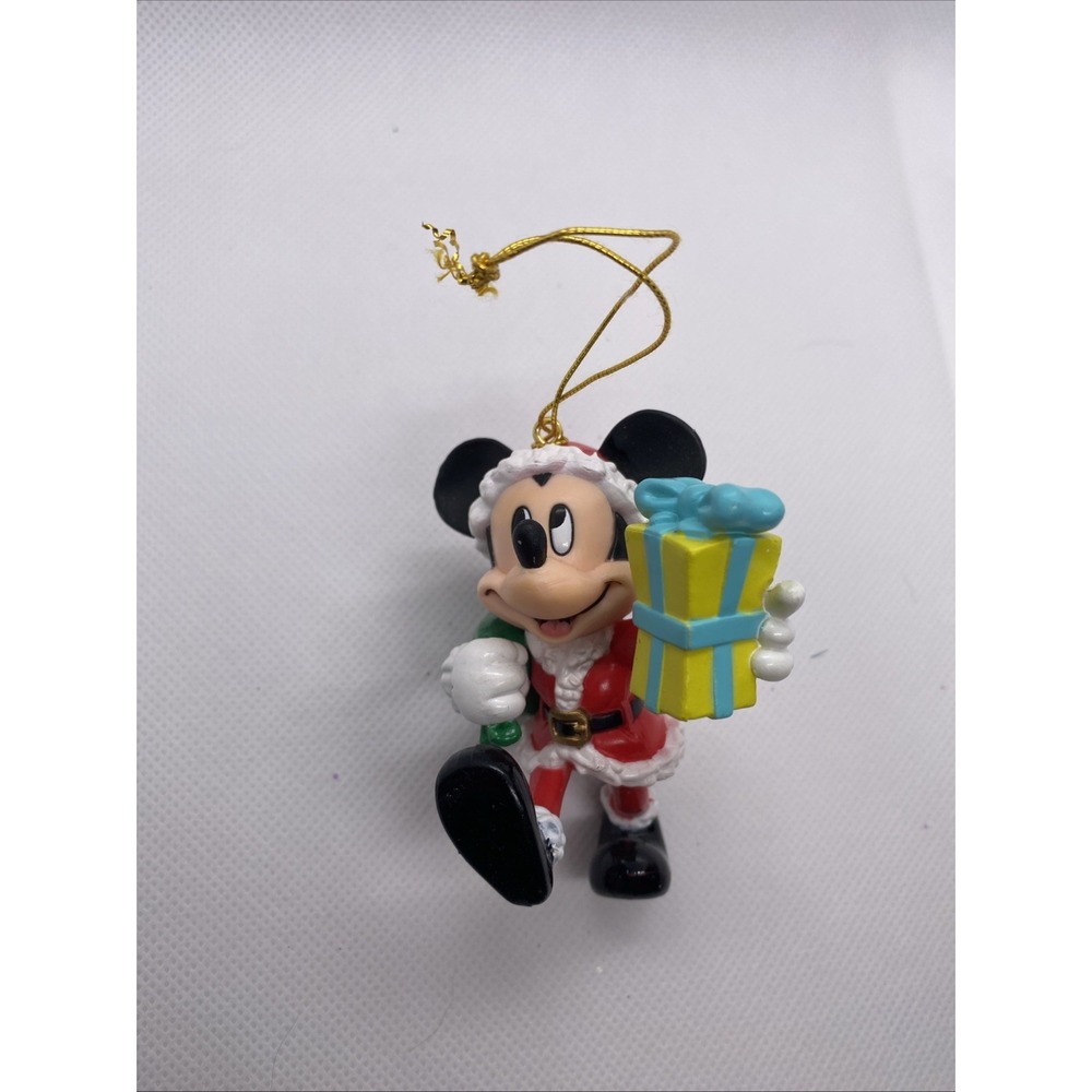 Vintage Disney Mickey Mouse Christmas Hanging Ornament Enesco Santa Ceramic